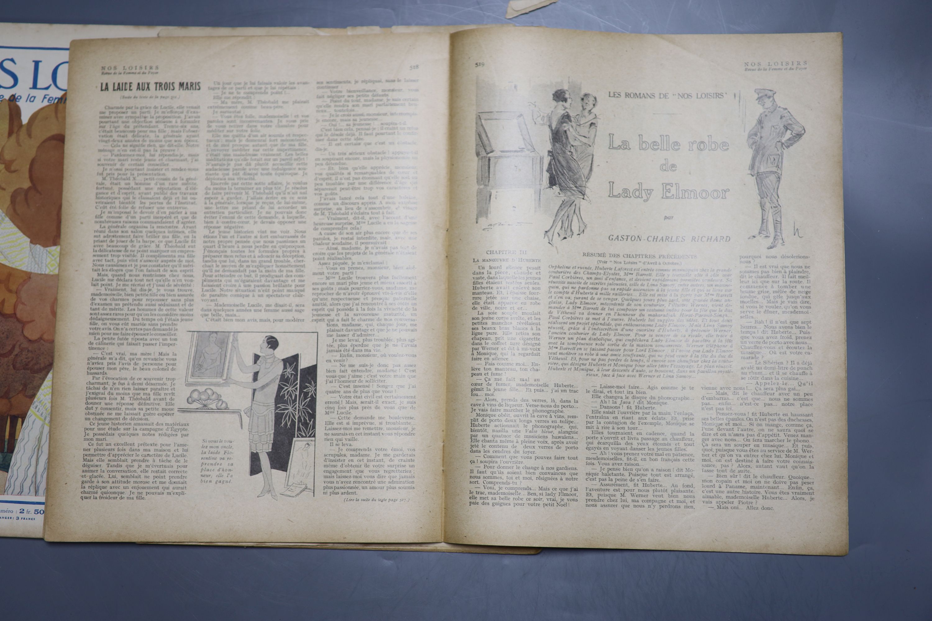 Five French illustrated magazines, Nos Loisirs, Revue de la Femme et du foyer , 1923/1925/1927